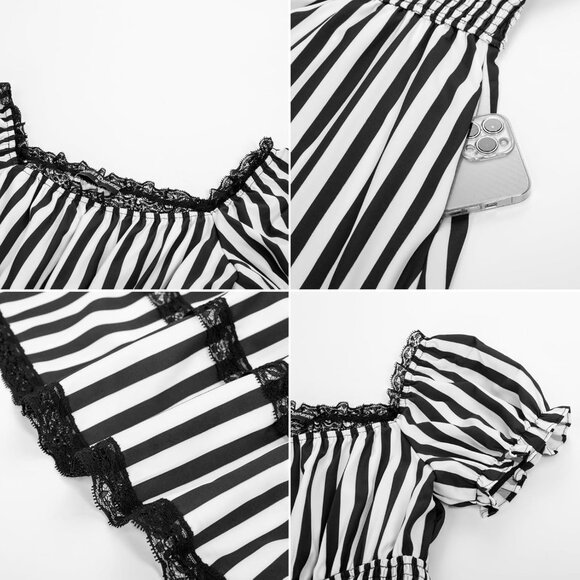 Women's Scarlet Darkness Gothic Victorian Dresses Renaissance Costume Midi Dress - Picture 8 of 8